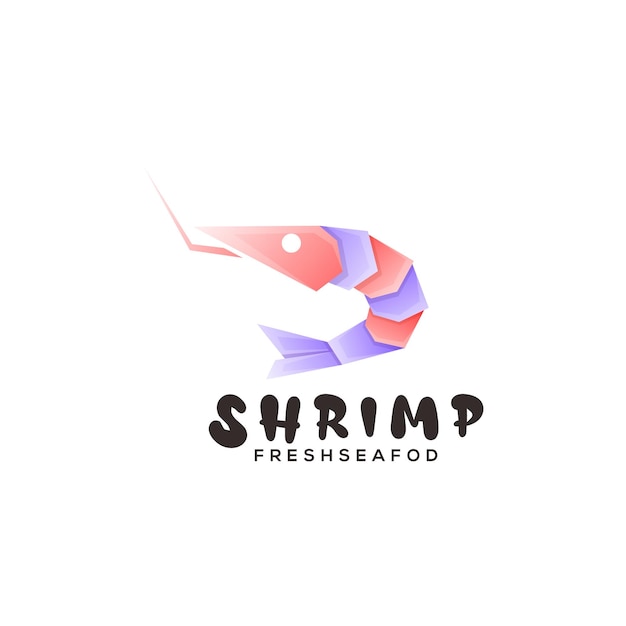 Ilustración de logotipo degradado de camarones estilo colorido