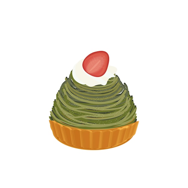 Ilustración del logotipo de delicioso helado mont blanc con sabor a matcha