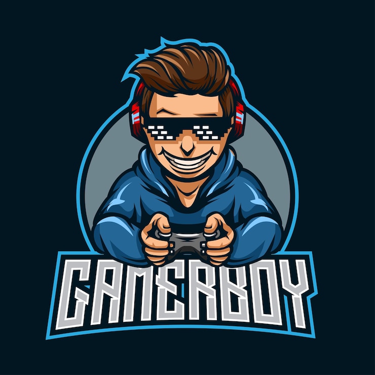 Vector ilustración del logotipo de dibujos animados de gamer boy