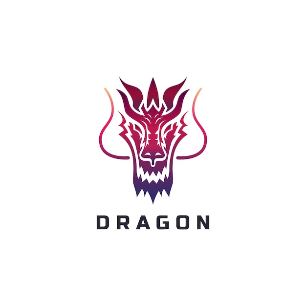 Ilustración de logotipo de dragón estilo degradado simple Vector Premium