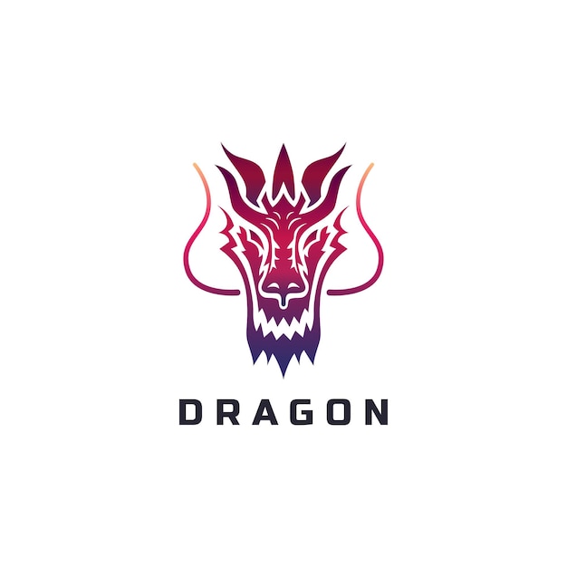 Ilustración de logotipo de dragón estilo degradado simple vector premium