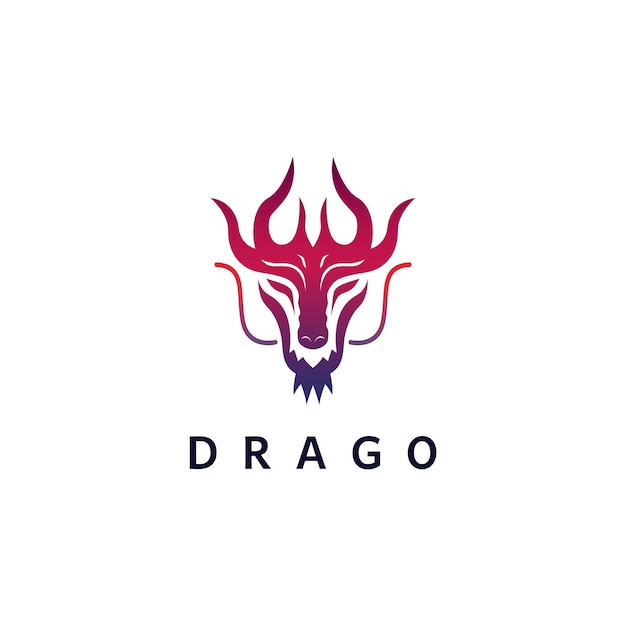 Ilustración del logotipo del dragón, estilo degradado simple.