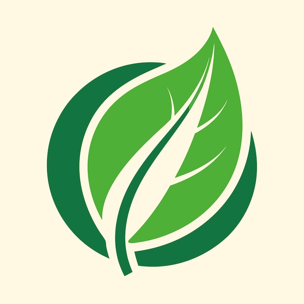 Ilustración del logotipo de la ecología de la hoja verde en blanco y negro