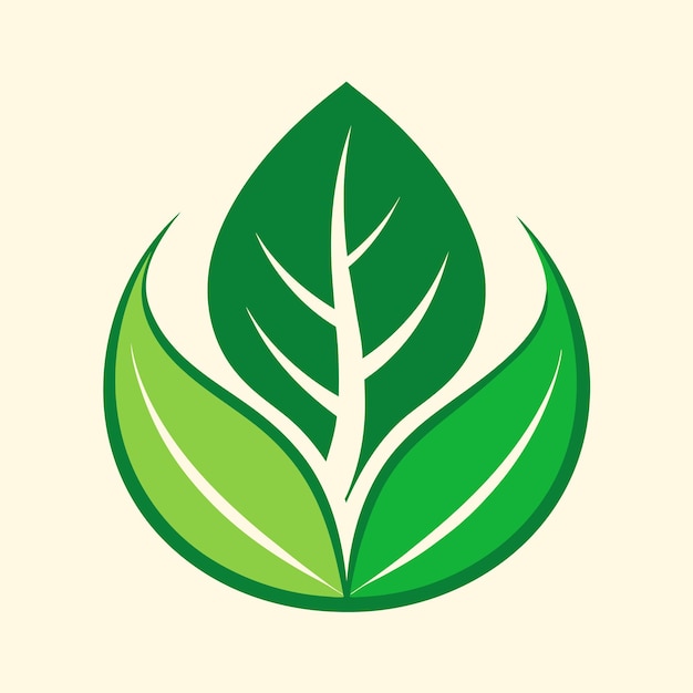 Ilustración del logotipo de la ecología de la hoja verde en blanco y negro