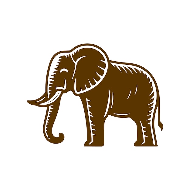 Vector ilustración del logotipo del elefante dibujado a mano