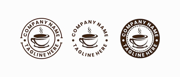 ilustración de logotipo de elemento de café de taza de insignia vintage