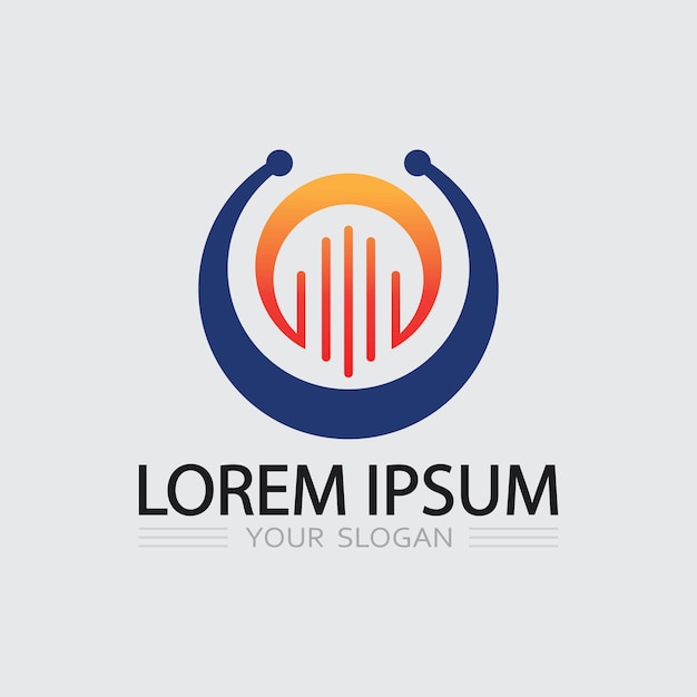 Ilustración del logotipo de la empresa y del letrero del icono de diseño