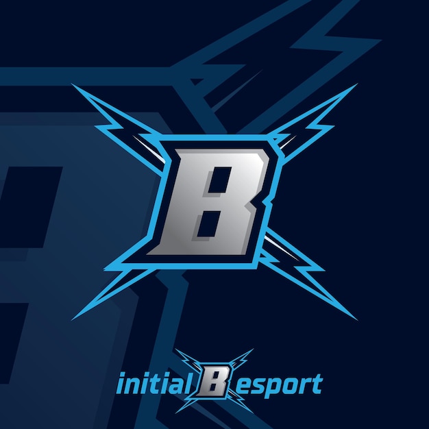 Ilustración de logotipo de esport de letra B inicial mascota de esport jugador diseño de trabajo en equipo logotipo de streamer