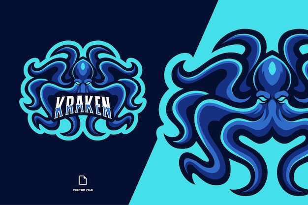 Ilustración del logotipo de esport de la mascota del pulpo de kraken para un equipo de juego