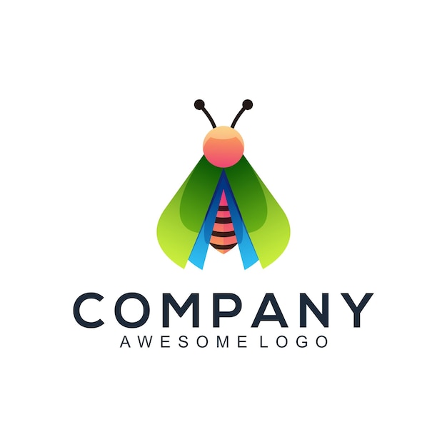 Ilustración de logotipo estilo colorido degradado de abeja