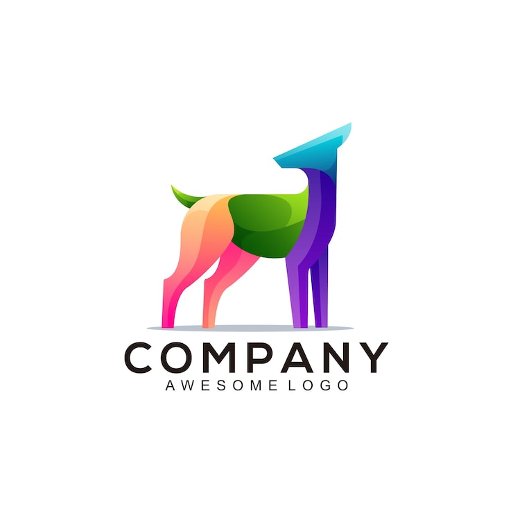 Vector ilustración de logotipo estilo colorido degradado de ciervo