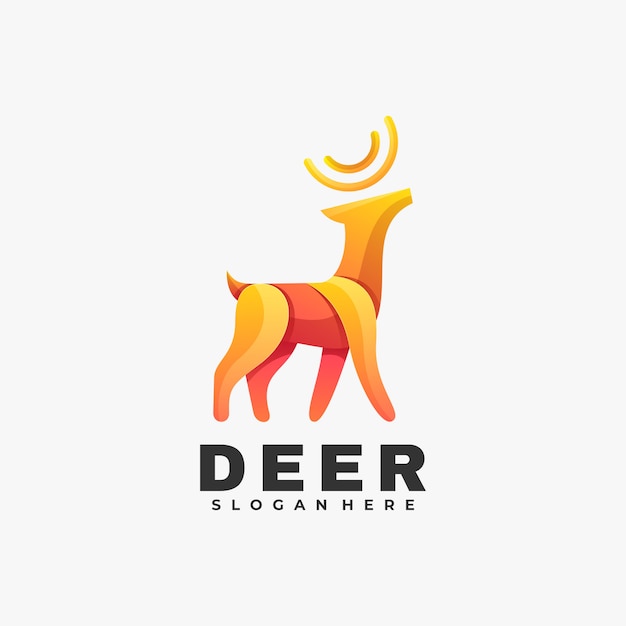 Ilustración de logotipo estilo colorido degradado de ciervos.