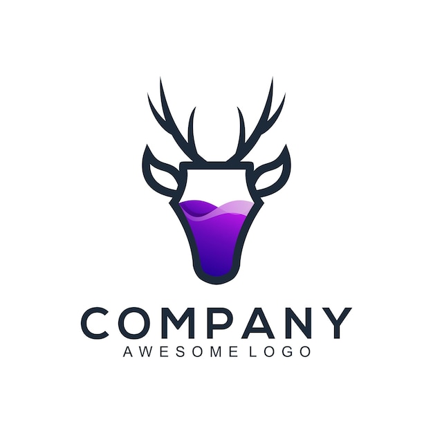 Ilustración de logotipo estilo colorido degradado de ciervos