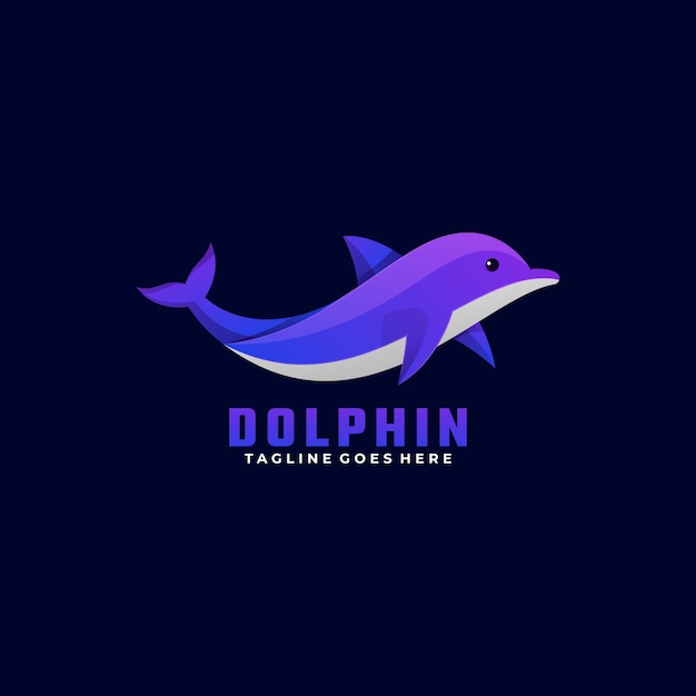 Ilustración de logotipo estilo colorido degradado de delfines.