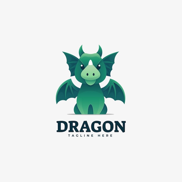 Ilustración de logotipo estilo colorido degradado de dragón.