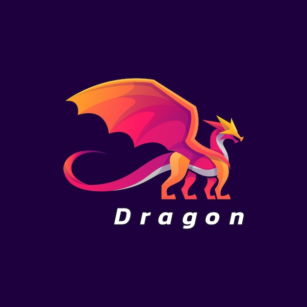 Ilustración de logotipo estilo colorido degradado de dragón.
