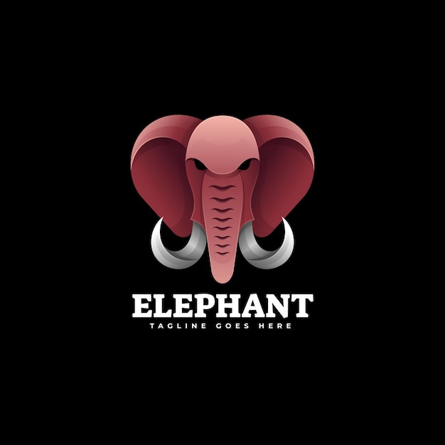 Ilustración de logotipo estilo colorido degradado de elefante.