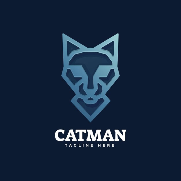 Ilustración de logotipo estilo colorido degradado de gato.