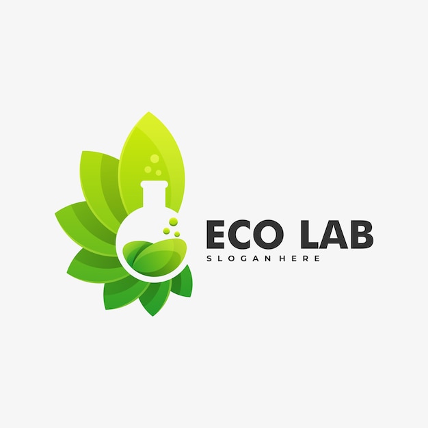 Ilustración de logotipo Estilo colorido degradado de laboratorio ecológico.