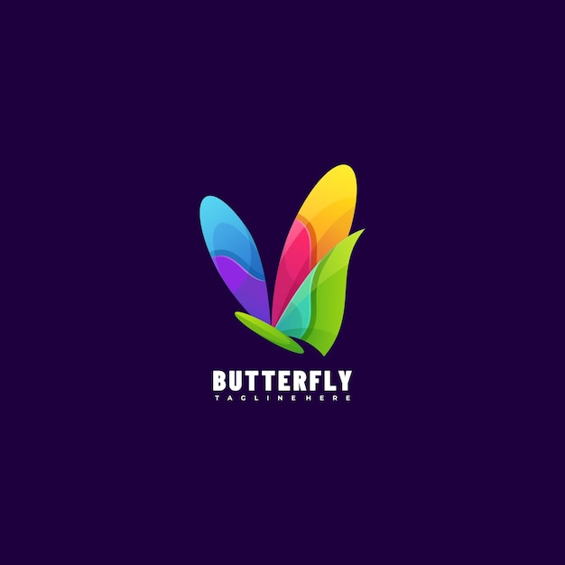 Ilustración de logotipo estilo colorido degradado de mariposa.