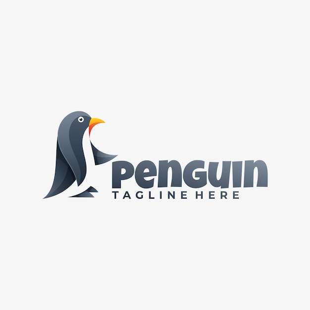 Ilustración de logotipo estilo colorido degradado de pingüino.