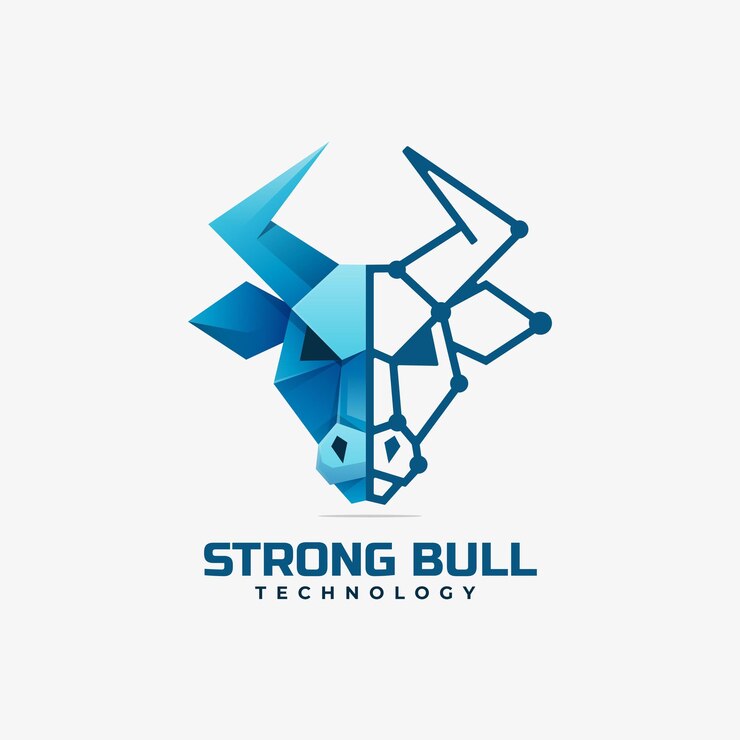 Vector ilustración de logotipo estilo colorido degradado de toro fuerte.