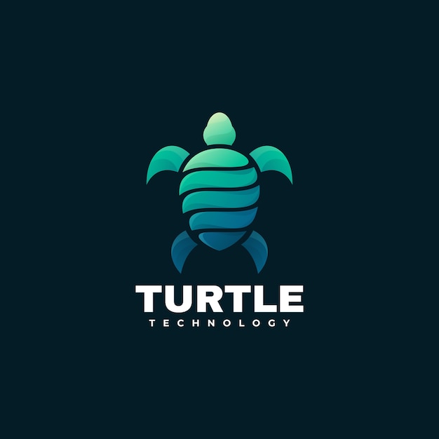 Ilustración de logotipo estilo colorido degradado de tortuga.