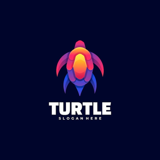 Ilustración de logotipo estilo colorido degradado de tortuga.