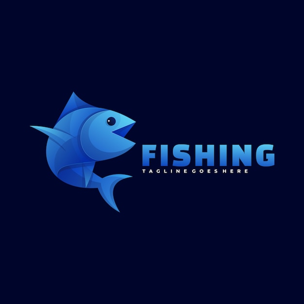 Ilustración de logotipo estilo degradado de pesca colorido.