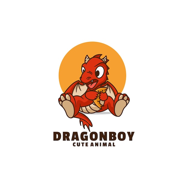 Ilustración de logotipo estilo de dibujos animados de la mascota del dragón.