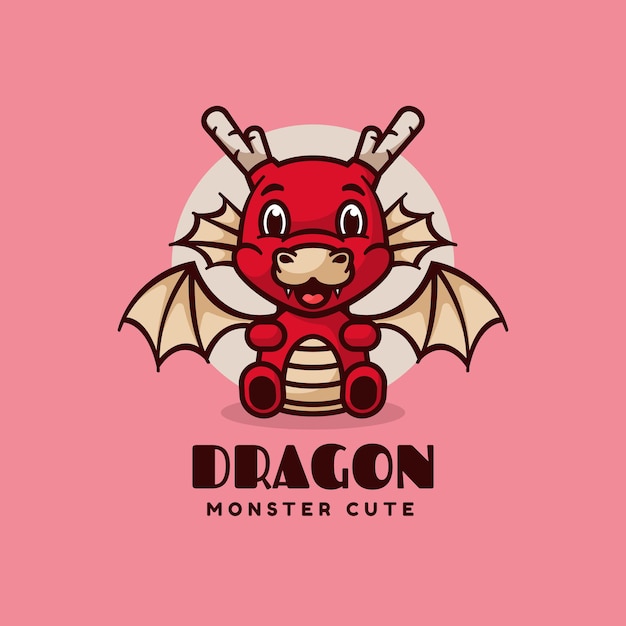 Ilustración de logotipo estilo de dibujos animados de la mascota del dragón.