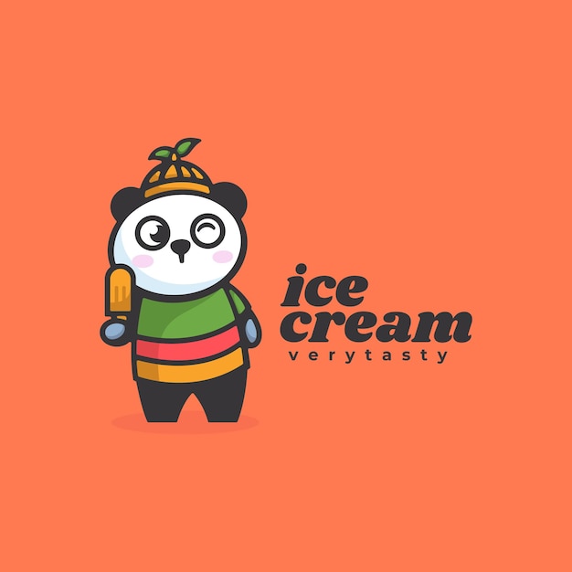 Ilustración de logotipo estilo de dibujos animados de mascota de helado.