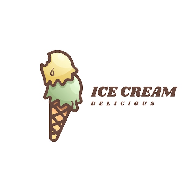 Ilustración de logotipo estilo lindo de dibujos animados de helado.