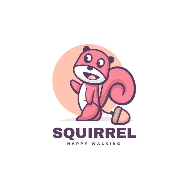 Ilustración de logotipo estilo mascota simple ardilla.