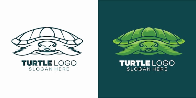 Ilustración de logotipo estilo mascota simple tortuga