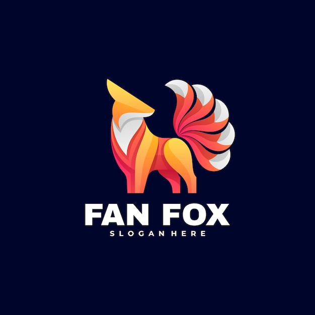 Ilustración de logotipo fan fox estilo colorido degradado.