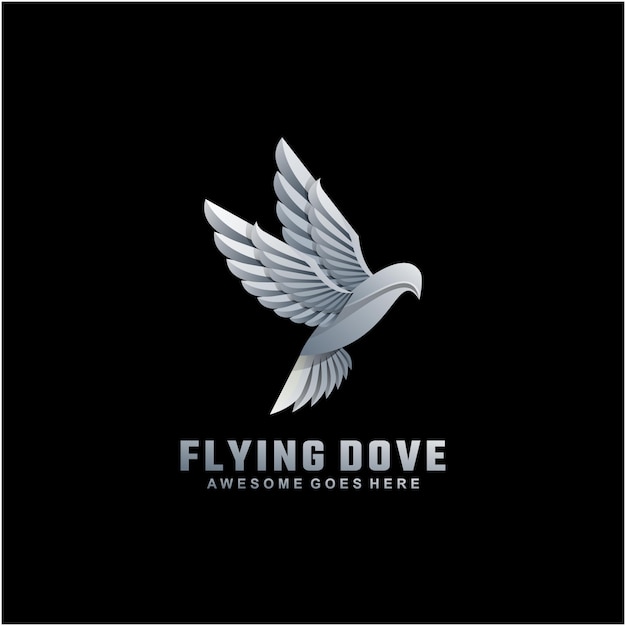 Ilustración de logotipo Flying Dove estilo colorido degradado.