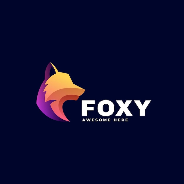 Ilustración de logotipo fox estilo colorido degradado.