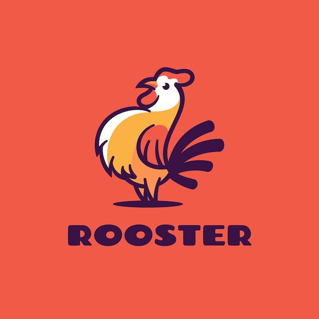 Ilustración de logotipo gallo estilo mascota simple.