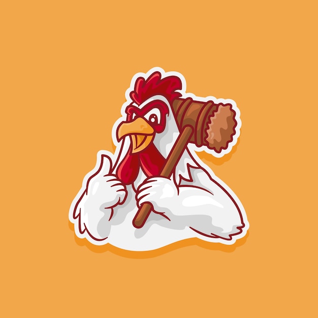 Ilustración del logotipo de gallo llevando un murciélago