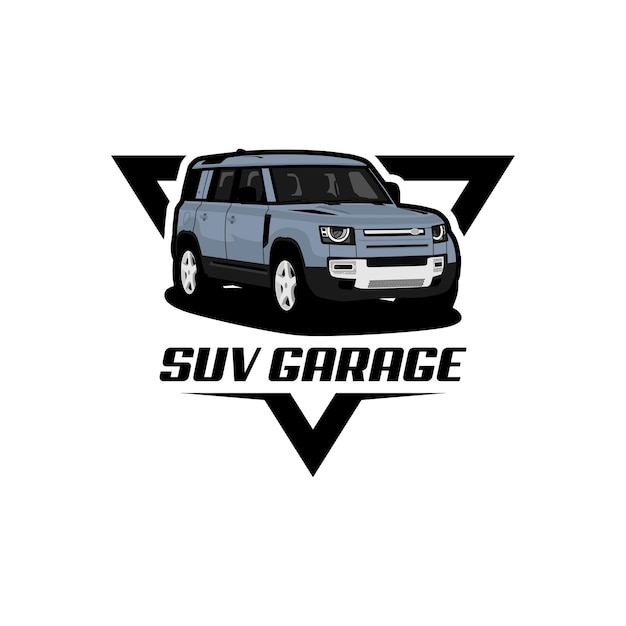 Ilustración de logotipo de garaje de coche suv de diseño vectorial