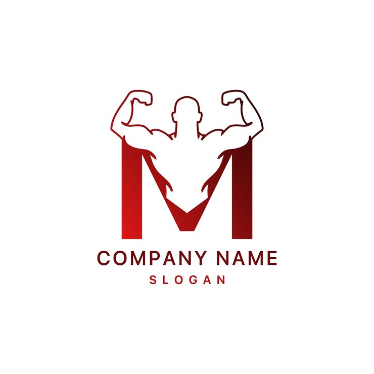 Ilustración del logotipo del gimnasio fuerza muscular del logotipo de la aptitud
