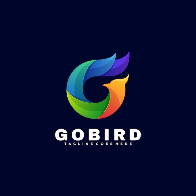 Ilustración del logotipo go bird gradient colorful style.