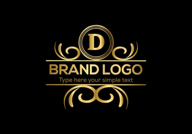 Ilustración del logotipo golden vector en fondo negro