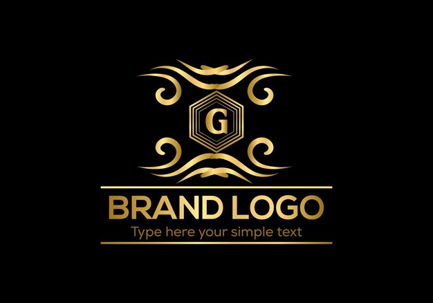 Ilustración del logotipo golden vector en fondo negro