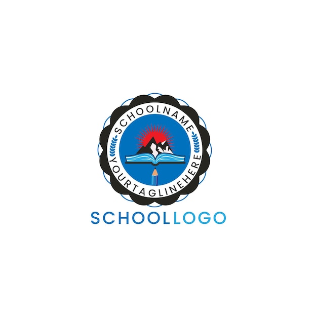 Ilustración del logotipo gráfico vectorial para la plantilla de diseño educativo Plantilla vectorial de insignia escolar