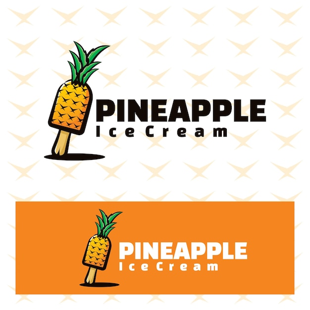 Ilustración de logotipo de helado de piña