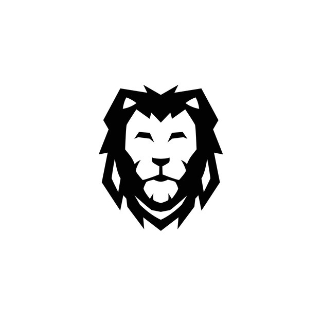 ilustración del logotipo del icono de cabeza de león blanco y negro