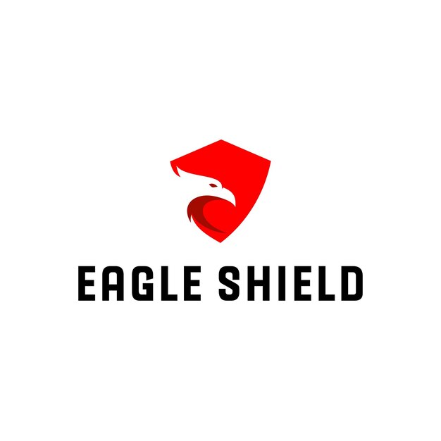 Ilustración del logotipo del icono del escudo del águila Diseño en el moderno y moderno logotipo del pájaro del halcón del espacio negativo