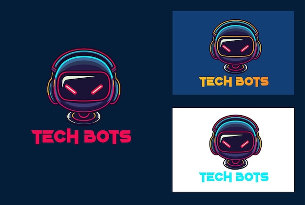 Ilustración del logotipo del icono del robot tecnológico moderno